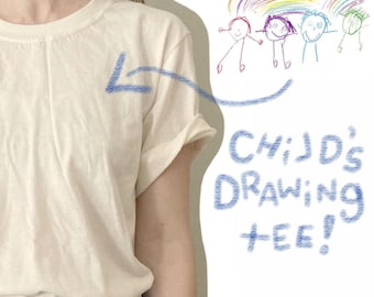 Custom Child Drawing Hand-Embroidered Shirt | Kids Artwork Embroidery Personalized Tshirt | READ DESCRIPTION for Full Details & Instructions