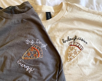 Pizza Lovers Tee: Customizable Slice of Za, Custom Embroidered Pizza Shirt, Personalized Pizza Party Tshirt, Hawaiian, Cheese, Pepperoni