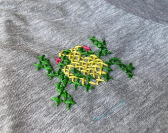 Kids Frog Tee: Amphibian Birthday Party Top, Cute Green Froggy Pixel T, Retro 90s Video Game Sprite Toad, Pixelated Cross Stitch Youth Shirt