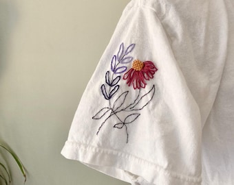 Embroidered Wildflower Sleeve Embroidery Design Trendy Embroidery Flowers