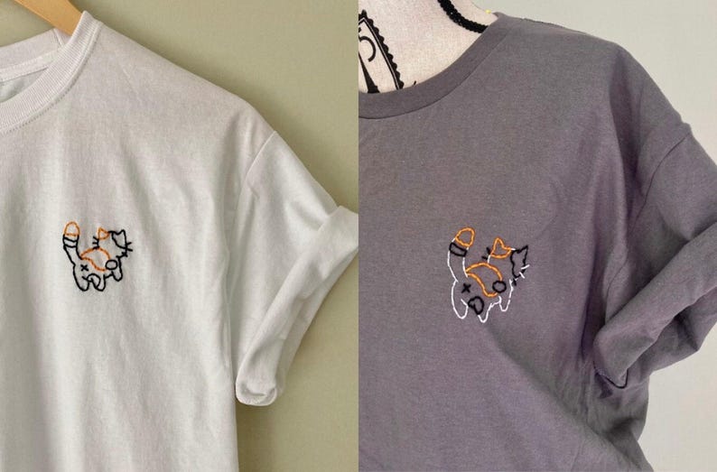 Cat Shirt Funny Cat Gifts for Cat Lovers Gifts Women Embroidered Tshirt Custom Cat Gifts for Cat Mom Gifts Cute Cat Shirt Crewneck Cat Butt bild 5