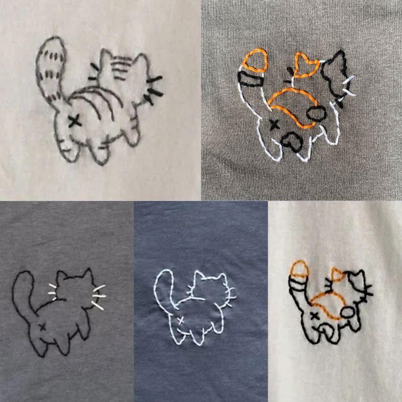 Cat Shirt Funny Cat Gifts for Cat Lovers Gifts Women Embroidered Tshirt Custom Cat Gifts for Cat Mom Gifts Cute Cat Shirt Crewneck Cat Butt bild 2