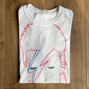 Aladdin Sane Embroidered T Shirt, Ziggy Stardust Rock and Roll Tshirt Embroidery, Goblin King Labyrinth Gift, Starman Tee, Iggy Pop Shirt