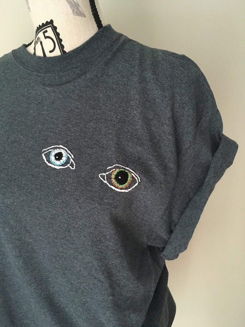 Embroidered Eyes of David Bowie Tshirt Embroidery Design Trendy Ziggy Stardust Bowie T Shirt Celebrity Eyes Embroidered Shirt Rolling Stones image 2