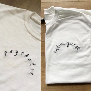 1-20 Letter ARC QUOTE shirt / custom embroidered tshirt / personalized shirt cursive embroidery design / customizable word name across chest