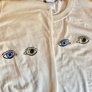 Embroidered Eyes of David Bowie Tshirt Embroidery Design Trendy Ziggy Stardust Bowie T Shirt Celebrity Eyes Embroidered Shirt Rolling Stones Bild 9