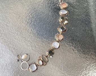 Silpada 'Exemplar' Ruhestand Armband | 2006-7 Katalog | Sterling Silber, Cubic Zirkonia, Pyrit Edelstein, Markasit, Kristall, Muschel, Perle Inlay