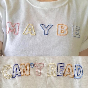 Pastel Block Letter Tee | CAPS Font | Custom Hand-Embroidered Shirt