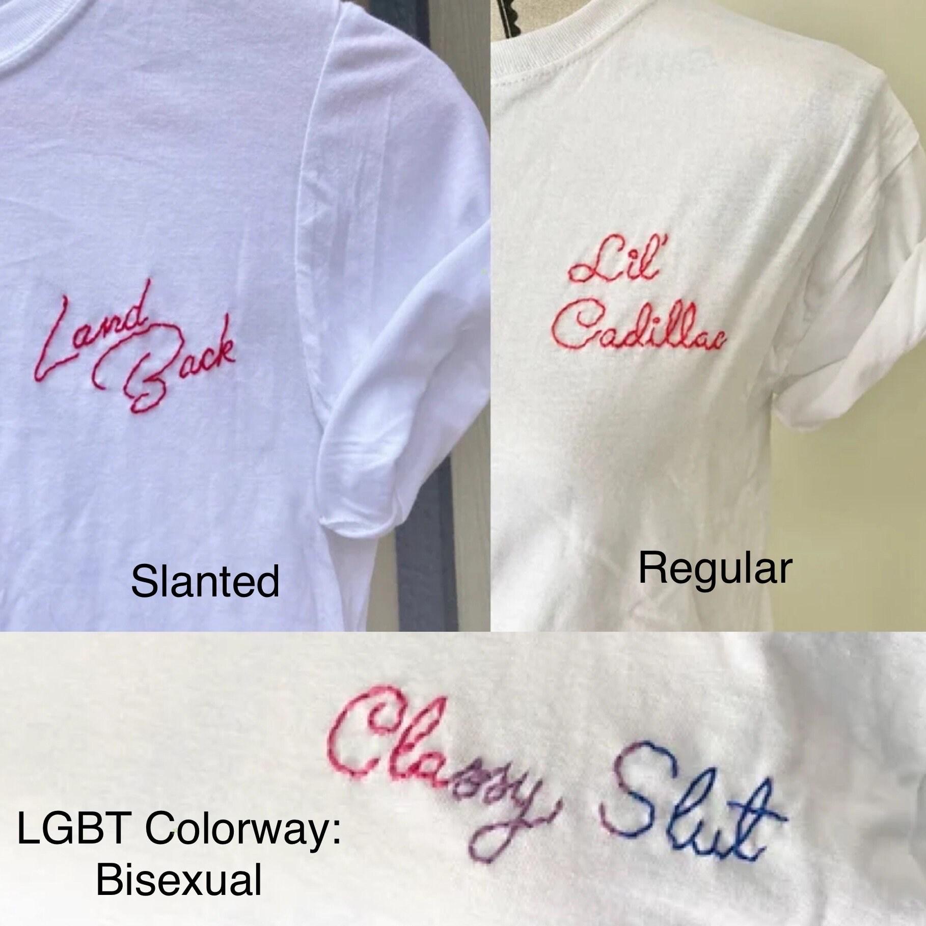 Cursive Embroidery Font Personalized Tshirt Custom Embroidered Shirt ...