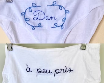 Personalized Name Panty Custom Embroidered Lingerie Property Of Custom Underwear Hand Embroidery Custom White Lingerie Floral Lingerie