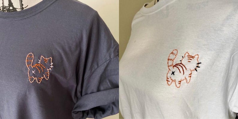Cat Shirt Funny Cat Gifts for Cat Lovers Gifts Women Embroidered Tshirt Custom Cat Gifts for Cat Mom Gifts Cute Cat Shirt Crewneck Cat Butt bild 4