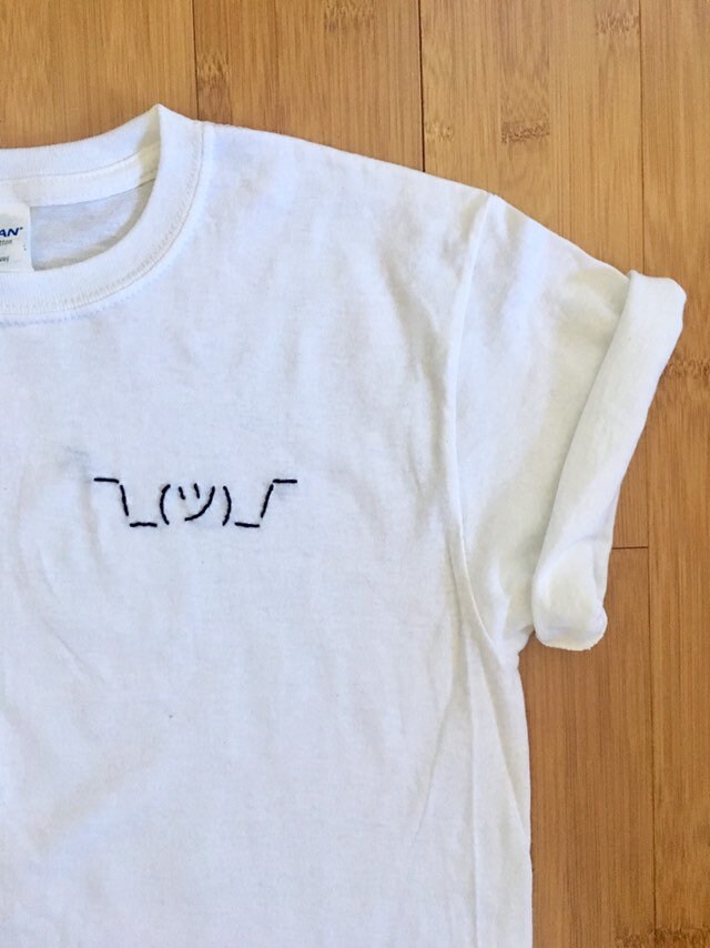 MEH T Shirt Embroidery Design Modern & Minimal / Shrug Emoji - Etsy