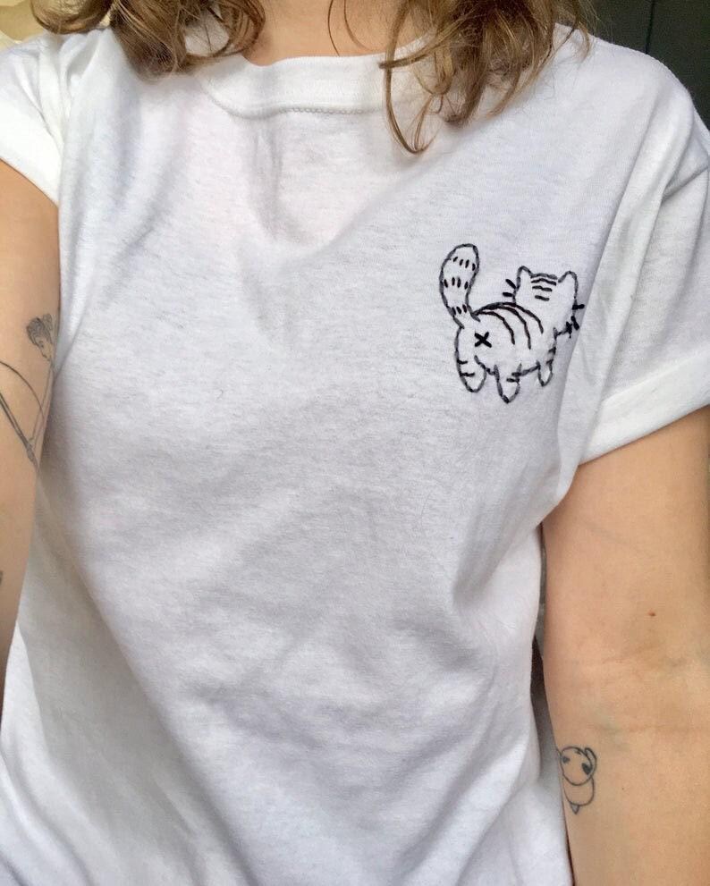 Cat Shirt Funny Cat Gifts for Cat Lovers Gifts Women Embroidered Tshirt Custom Cat Gifts for Cat Mom Gifts Cute Cat Shirt Crewneck Cat Butt bild 8