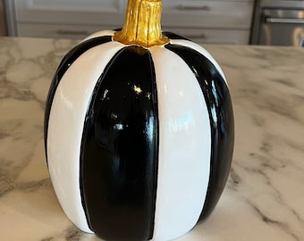 Handmade Stripe Porcelain Pumpkin (Mackenzie&Childs Style)