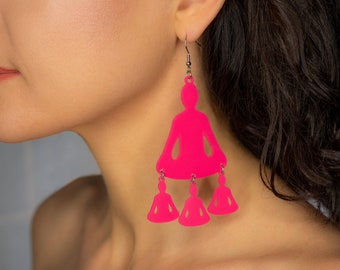 Boeddha oorbellen, Lichtgewicht oorbellen, 3D geprinte oorbellen