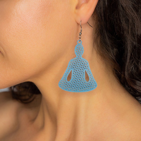 Buddha earrings, Lightweight earrings, 3d printed earrings