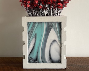 Modern Vase / Handmade / Concrete / Abstract Painting / Minimalist / Home Decor / Dry Vase / Gift / Centerpiece