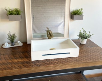 Concrete Vessel Sink / Blue Resin Inlays / Vanity Top / Bathroom Vanity / Rectangle Sink / Bathroom Sink / Modern sink / Minimalist Sink