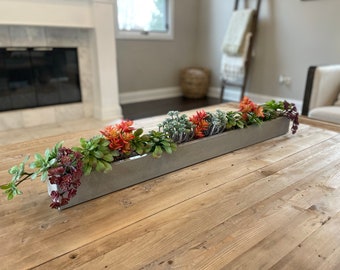 Trough Centerpiece Planter / Concrete / Dining Table Decor / Gift / Minimalist / Windowsill Centerpiece Christmas Decor / Handmade / Holiday