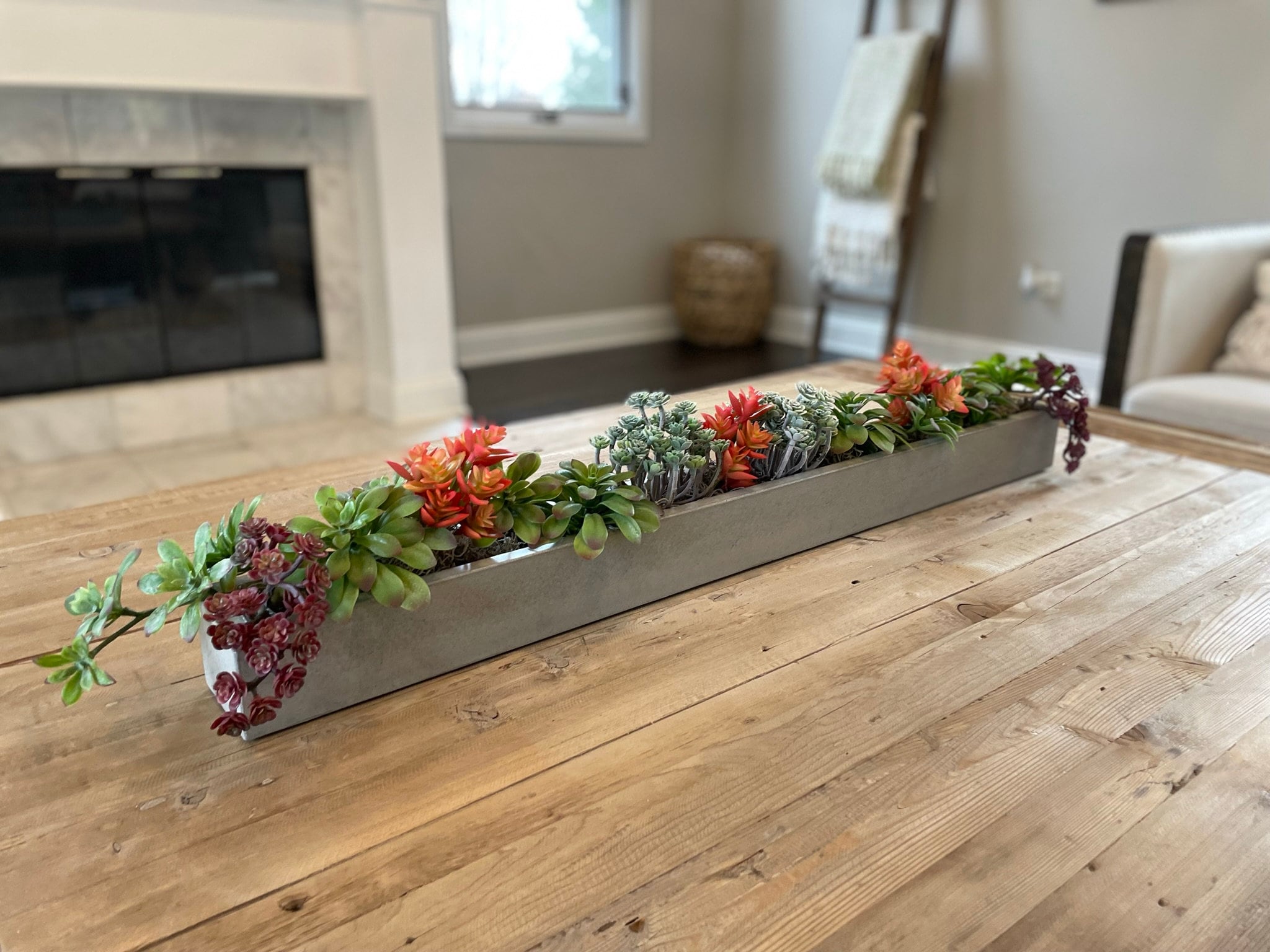Trough Centerpiece Planter / Concrete / Dining Table Decor / Gift / Minimalist / Windowsill Centerpiece Christmas Decor / Handmade / Holiday