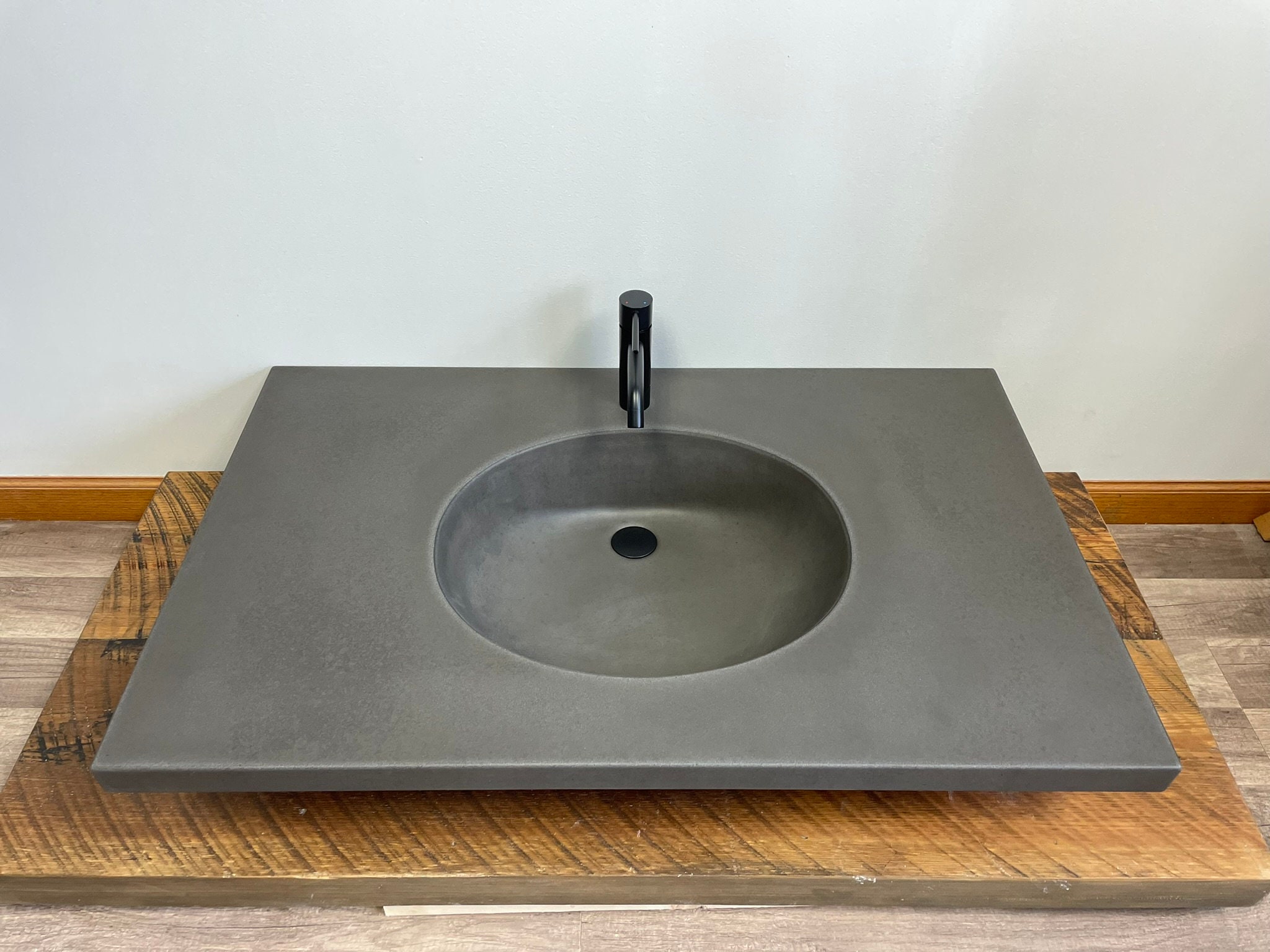 Concrete Vanity Top / Oval Sink / Minimalist Modern Sink / Floating