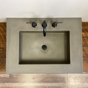 Concrete Vanity Top / Rectangle / Minimalist Modern Sink / Floating Vanity Top / USA Made / Concrete Sink / Bathroom Vanity / Bathroom Sink
