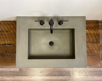 Concrete Vanity Top / Rectangle / Minimalist Modern Sink / Floating Vanity Top / USA Made / Concrete Sink / Bathroom Vanity / Bathroom Sink