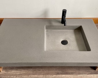 Concrete Vanity Top / Rectangle / Minimalist Modern Sink / Floating Vanity Top / USA Made / Concrete Sink / Bathroom Sink / Bathroom Vanity