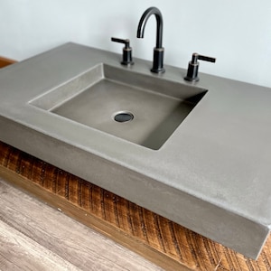 Concrete Vanity Top / Rectangle / Minimalist Modern Sink / Floating Vanity Top / USA Made / Concrete Sink / Bathroom Sink / Bathroom Vanity