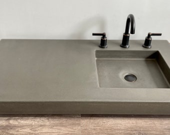 Concrete Vanity Top / Rectangle / Minimalist Modern Sink / Floating Vanity Top / USA Made / Concrete Sink / Bathroom Vanity / Bathroom Sink