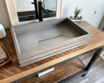 Concrete Vessel Sink / Industrial / Minimalist / Modern / Vanity Top / Rectangle Sink / Bathroom Sink / Made in USA / Gray