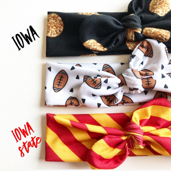 Iowa / Iowa State Football · Top Knot Headband / Adjustable Headband / Head Wrap / Infant Headband / Top Knot / Baby Style / Adult Headband