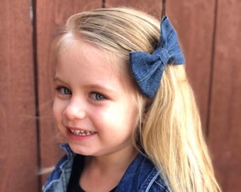 ☆TATIANA☆ Denim Ribbon Hair Crow Clip HB2235 Denim couture ribbon | barrette / hair clip / pony hook