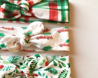 Christmas Vacation Adjustable Top Knot Headbands for Babies to Adults