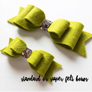 Kiwi Standard OR Super Felt Hair Bow // Double Loop Bows // Baby Headbands // Toddler Hair Clips // Wool Felt Bows // Oversized Bows image 2