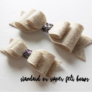 Heather Dune • Standard OR Super Felt Hair Bow // Double Loop Bows // Baby Headbands // Toddler Hair Clips // Wool Felt Bows // Oversized Bo