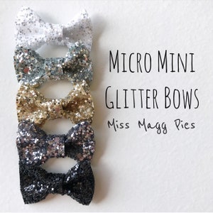 Micro Mini Glitter Hair Bows / Baby Headband / Toddler Girl Hair Clips / Hair Accessory / Sparkly Hair Bows / Tiny Hair Bow / Gift for Baby
