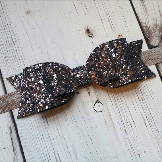 Metallic Gunmetal · Standard OR Super Glitter Hair Bow 