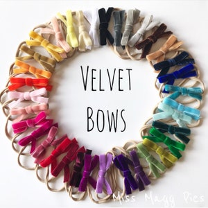 Velvet Hair Bow / Simple Hair Bow / Ribbon Bow / Girl&#39;s Hair Bow / Baby Headband / Classic Velvet Hair Bow / Gift for Baby Girl