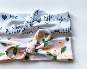 Little Love or Coral Floral • Top Knot Headband / Adjustable Headband / Head Wrap / Infant Headband / Top Knot / Baby Style / Adult