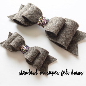 Heather Brown • Standard OR Super Felt Hair Bow // Double Loop Bows // Baby Headbands // Toddler Hair Clips // Wool Felt Bows // Oversized
