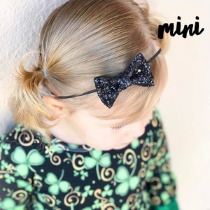 Old Gold Mini Medium OR Classic Glitter Hair Bow / Baby Girl Headband / Baby Headband / Gold Bow / Gold Headbands / Toddler Hair Clip image 3