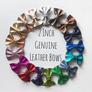 2 inch Genuine Leather Bows · Leather Hair Bow / Baby Headbands / Toddler Hair Clips / Infant Headband / Gift for Baby Girl / Leather Bows