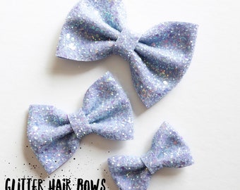 Pastel Lilac · Mini Medium OR Classic Glitter Hair Bow / Baby Girl Headband / Baby Headband / Purple Bow / Purple Headbands / Hair Clip