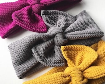 Strukturiertes Strickmuster ・Top Knot Stirnband / verstellbares Stirnband / Kopf wickeln / Säugling Stirnband / Top Knot / Baby Style / Erwachsenen Stirnband / geknotet