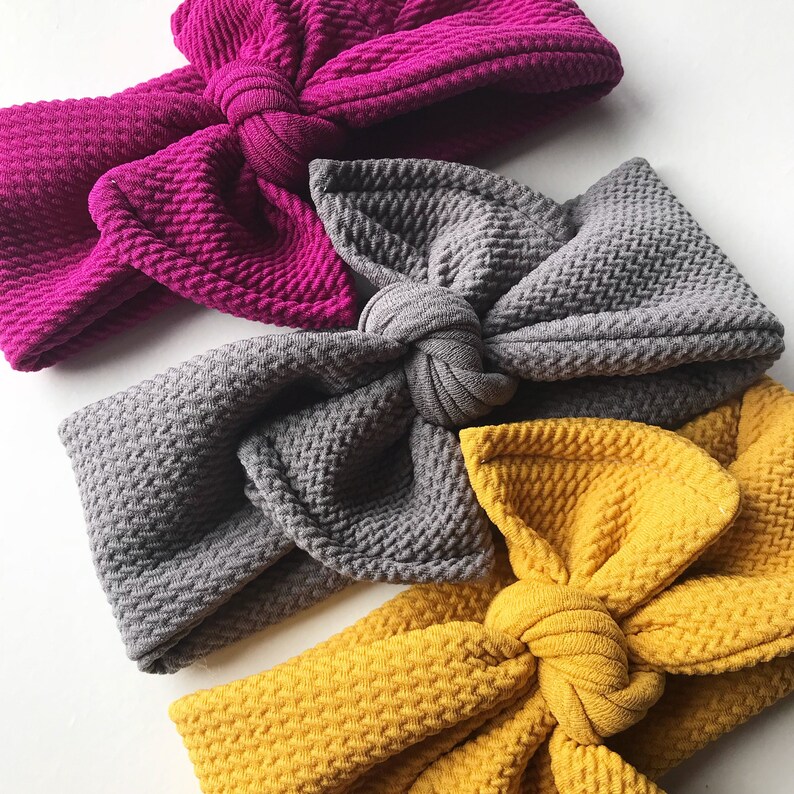 Textured Knit Top Knot Headband / Adjustable Headband / Head Etsy