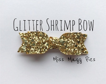 Old Gold · Glitter Shrimp Hair Bow / Baby Headbands / Toddler Hair Clips / Infant Headband / Gift for Baby Girl / Sparkly Hair Bows / Gold