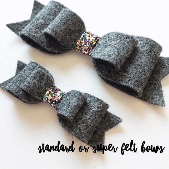 Heather Charcoal • Standard OR Super Felt Hair Bow // Double  display picture 3