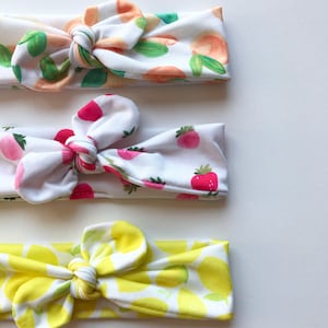 Peach Strawberry or Lemon · Top Knot Headbands / Adjustable Headband / Head Wrap / Infant Headband / Top Knot / Baby Style