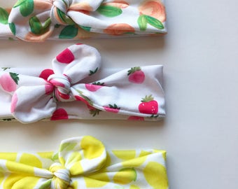 Peach Strawberry or Lemon · Top Knot Headbands / Adjustable Headband / Head Wrap / Infant Headband / Top Knot / Baby Style